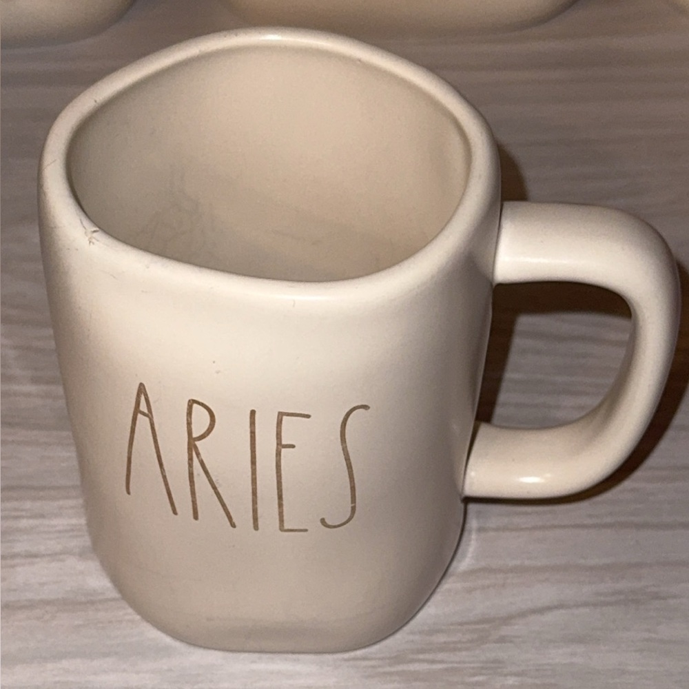Rae Dunn Ceramic Astrology Aries Coffee/Tea Cup Mug double sided horoscope